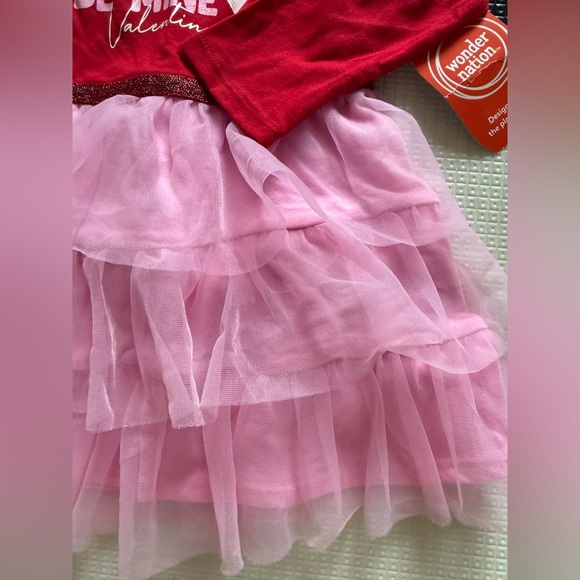 Wonder Nation|Baby girl,toddler Valentine Day Red & Pink Long Sleeve tulle dress - Picture 6 of 6